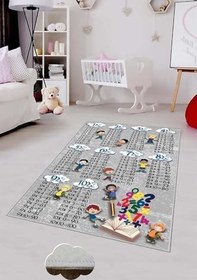 Resim Pelangi Gri Çarpım Taplosu Eğitici Yıkanabilir Kaymaz Taban Leke Tutmazbebek Ve Çocuk Odası Halısı, Koyu Gri 80 x 150 