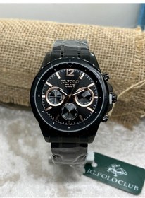 Resim Jg. Polo Club Erkek Kol Saati Fonksiyonel Çelik Kasa - Siyah Kasa Ve Kadran Siyah 