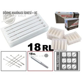 Resim Tattoo Dövme Makinası İğneleri 18 Rl 50 İgne + 50 Uç 