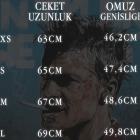 Resim Tyler Durden Deri Kırmızı Ceket - L / Siyah 