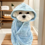 Resim Çok sevimli köpek bornozları ve havluları, Teddy, Bichon, Schnauzer, kediler tüm mevsimlerde giyebileceği kalın emici havlular 