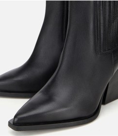 Resim Hotiç Kadın Deri Siyah Lastik Detaylı Sivri Burunlu Topuklu Bot 01boh312830a100 01boh312830a100 Siyah 