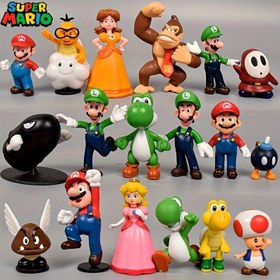 Resim 16/18 Parça "Party Favor" Super Mario Figür Seti. Klasik Mario karakterlerini içerir, ev ve ofis dekorasyonu için uygundur, aynı zamanda koleksiyon için harika bir hediye! Mario hayranları için mükemmel doğum günü hediyesi 