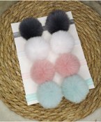 Resim Kız Çocuk/bebek 4'lü Peluş Ponpon Bandana Seti 