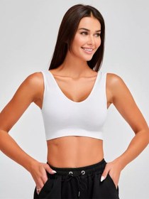 Resim Mistirik Rosella Model Kalın Askılı Extra Sıkılaştırıcı Pedsiz Spor Sütyeni Beyaz Renk101 Beyaz 