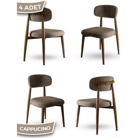 Resim Canisa Laos Serisi 4 Adet Cappucino Mutfak Sandalyesi Ahşap Kaplama 1. Sınıf Babyface Kumaş Cappucino Sandalye Ayaklar Ahşap Kaplama 