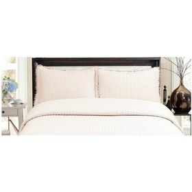 Resim Asya Ultrasonik Çift Kişilik Yatak Örtüsü Ponpon Detaylı - Pudra 