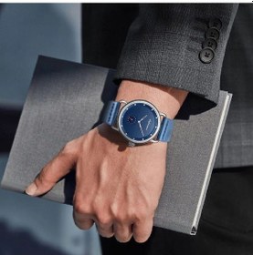 Resim Yingfu On3805 Erkek Saati Mavi Kadran & Mavi Deri Kayışlı, Modern Tasarım Metalik 