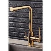 Resim Oxygen Water Arıtmalı Gold Mutfak Bataryası, 3 Yollu Arıtmalı Gold Mutfak Eviye Bataryası 