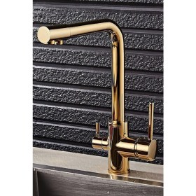 Resim Oxygen Water Arıtmalı Gold Mutfak Bataryası, 3 Yollu Arıtmalı Gold Mutfak Eviye Bataryası 