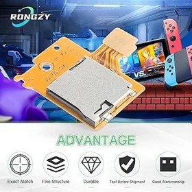 Resim RongZy Nintendo Switch HAC-001 Konsol Aksesuarları için SD Kart Okuyucu Yedek SD Kart Hafıza Kartı Yuvası NS Switch Bellek Kartı Yuvası Yedek Onarım Parçası Vidalar ve Aletler ile 