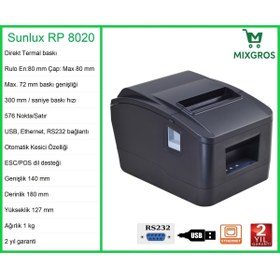 Resim Sunlux RP8020 Termal Adisyon Fiş Rulosu Yazıcısı 