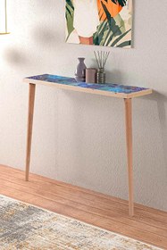 Resim Amalfi 22x102CM Ceviz Dresuar Doğal Ağaç Çift Sıra Traverten Taşlı Antre Hol Koridor 