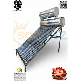 Resim Sönmez Solar KROM KILIF 18x Vakum Tüplü Güneş Enerji Sıcak Su Sistemleri (AÇIK DEVRE DOĞAL AKIŞLI) 