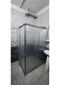 Resim Girayduşakabin 80x110 Parlak Profil Mika Köşe Girişli Kabin Gümüş 