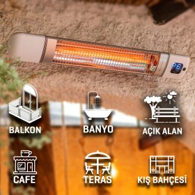 Resim Luxeva Smarty-Wl Duvar Tipi Akıllı Karbon Infrared Isıtıcı 2500W Beyaz IP55 Açık Alan Kullanımı İçin 