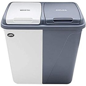 Resim Kirli Çamaşır Sepeti Iki Bölmeli 90 Litre Büyük Beyaz 