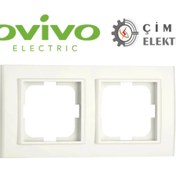 Resim Eco Lounge Beyaz İkili Çerçeve - Priz ve Anahtar İçin Uyumlu Çerçeve 