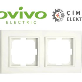 Resim Eco Lounge Beyaz İkili Çerçeve - Priz ve Anahtar İçin Uyumlu Çerçeve 