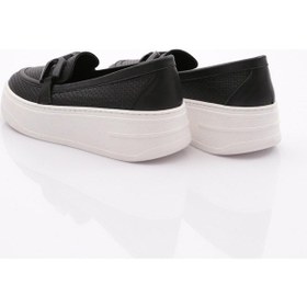 Resim Dgn 480 Kadin Metal Tokali Loafer Ayakkabi 480-1567-R1534 Siyah 