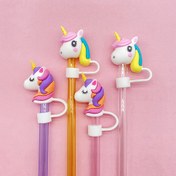 Resim Toz Geçirmez Saman Kapak, Sevimli Unicorn Toz Geçirmez Saman Kapağı, Yeniden Kullanılabilir Saman Kılıfı, 10mm Saman, Spor Su Şişesi Uyumlu, 30 ve 40oz Bardaklarla Uyumlu 
