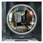 Resim Dnr-MirrorDnr-Mirror 70 cm Beyaz Ledli Tasarım Kumlamalı Banyo Aynası Makyaj Aynası Işıklı Ayna 