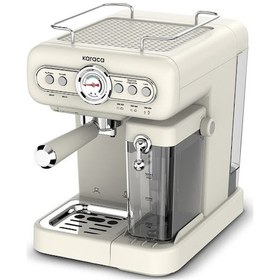 Resim Karaca Vintage Craft Süt Hazneli Espresso, Latte Ve Capuccino Makinesi Cream 