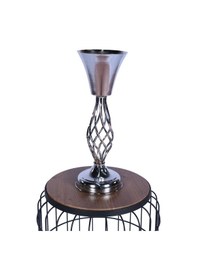 Resim Yapay Çiçek Sitesi Burgulu Ayaklı Metal Dekoratif Vazo Gümüş 43 Cm Gümüş 