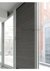 Resim Antrasit Honeycomb Plise %100 Isı Ve Işık Geçirmez Katlanır Cam Balkon Perdesi - Salon Perdesi-005 Antrasit 