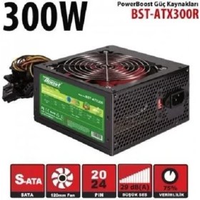 Resim Powerboost BST-ATX300R 300W 12 cm Kırmızı Fan Atx Psu Retaıl Box (Kutulu) 