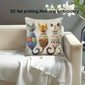 Resim 1 adet Canlı Geometrik Kedi Baskılı Dekoratif Yastık Kılıfı, 2D Düz Baskı, Dikişsiz, Fermuar Kapatma, Polyester, Makinede Yıkanabilir - Tüm Oda Türleri İçin İdeal, Çağdaş Stil, Makinede Yıkanabilir Yastık | Canlı Kedi Baskısı | Fermuarlı Yastık Kılıfı, Kedi Dekoru 