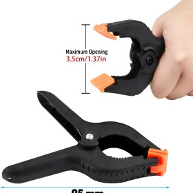 Resim Badem10 Yaylı Kıskaç Mandal El Tip İşkence Siyah Klips Hobi 35 mm 4 Adet 