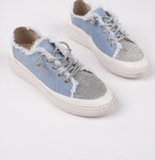 Resim Muggo Damsel Bağcıklı Taşlı Kadın Günlük Denim Sneaker Spor Ayakkabı 