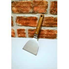 Resim Elegancev Ahşap Saplı Çelik Eğri Spatula -Küçük Boy - 1 Adet 
