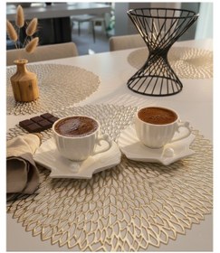 Resim Emsan İstiridye 6 Kişilik Kahve Fincan Takımı Beyaz 90 Ml Beyaz 