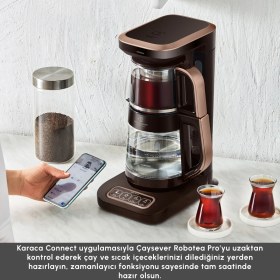Resim Karaca Çaysever Robotea Pro Connect 4 In 1 Konuşan Cam Çay Makinesi Walnut Brown 