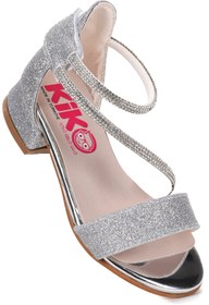 Resim KARAMAZI Yada Kum Simli Kız Bebek 2 Cm Topuklu Sandalet Abiye Ayakkabı 