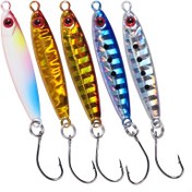 Resim Mini Demir Plaka Mikro-Objesi Tek Kancalı Küçük Kurşun Balık 4cm/5g Deniz Balıkçılığı Tatlısu Levrek Eğri Ağız Yem Simülasyon Yem At Ağzı Kancalı 