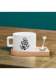 Resim Bk Gift Kişiye Özel İsimli Denizci Tasarımlı-3, Ahşap Altlıklı Seramik Fincan, Meslek Hediyesi, Yeni İş Hediyesi Kobitmeyen137944 Bk Gift 