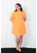 Resim Giyim Büyük Beden Penye Düğmeli Turuncu Tunik Gecelik Turuncu 