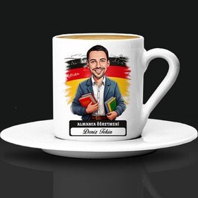 Resim Erkek Almanca Öğretmeni Karikatürlü Kahve Fincanı 