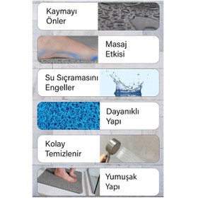 Resim Yuvarlak Banyo Paspası Kaymaz Taban Yumuşak Esnek Paspas Islak Zemin Hijyenik Paspas 50x50 Cm Gri 