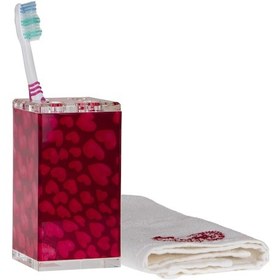 Resim Bosphorus Sia Diş Fırçalık Kalpli Kumaş Desenli Akrilik Kırmızı 