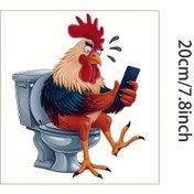 Resim 1 adet Tavşan Tuvalet Kapağı Sticker - Kendinden Yapışkanlı Plastik Tuvalet Koltuk Sticker, Tek Kullanımlık Banyo Duvar Sanatı, Mat Bitiş, Seramik Yüzey Uyumlu, Tek Kullanımlık - Eğlenceli Çiftlik Hayvanı Telefon Kullanan Tavşan Tasarımı 