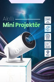 Resim EN SİGA Android Mini projektör1280 * 720P Akıllı WIFI projektörü Taşınabilir Bluetooth TV Ev sineması HDMI 