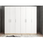 Resim Cartel 6 Kapaklı Gizli Çekmeceli Gardırop Dolap Meşe Beyaz 