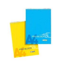 Resim A4 Bloknot Pro-block Spiralli Karton Kapak Çizgili 40 Yaprak 3-1397000-2181 12 Li Paket Karışık 
