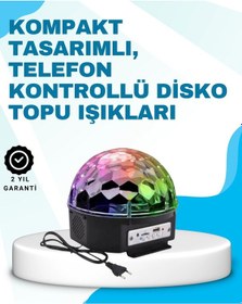 Resim Bluetooth Bağlantılı Renkli Masaüstü Disko Topu Işık Gösterisi 