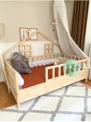 Resim Bir Başka Çocuk Yarı Çatılı 2 Pencereli Ön Korkuluk Çıkabilir Montessori Yatak 