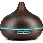 Resim 400 ml Ahşap Doku Koku Makinesi Sivri Ağız Humidifiert, Fiş Özellikleri: Ab Tak (Kahve)(Yurt Dışından) 